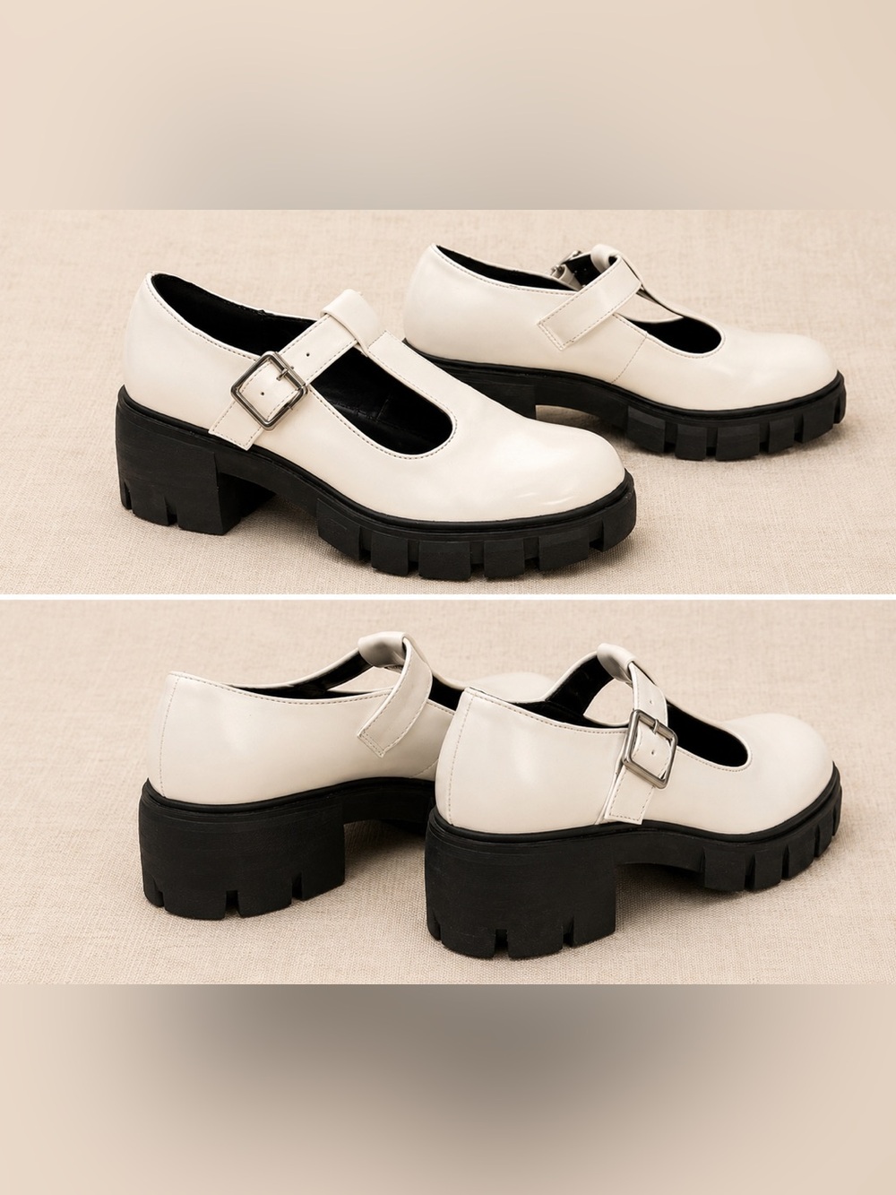 Madden Girl Maddie White Chunky Mary Jane Heels Sz 8